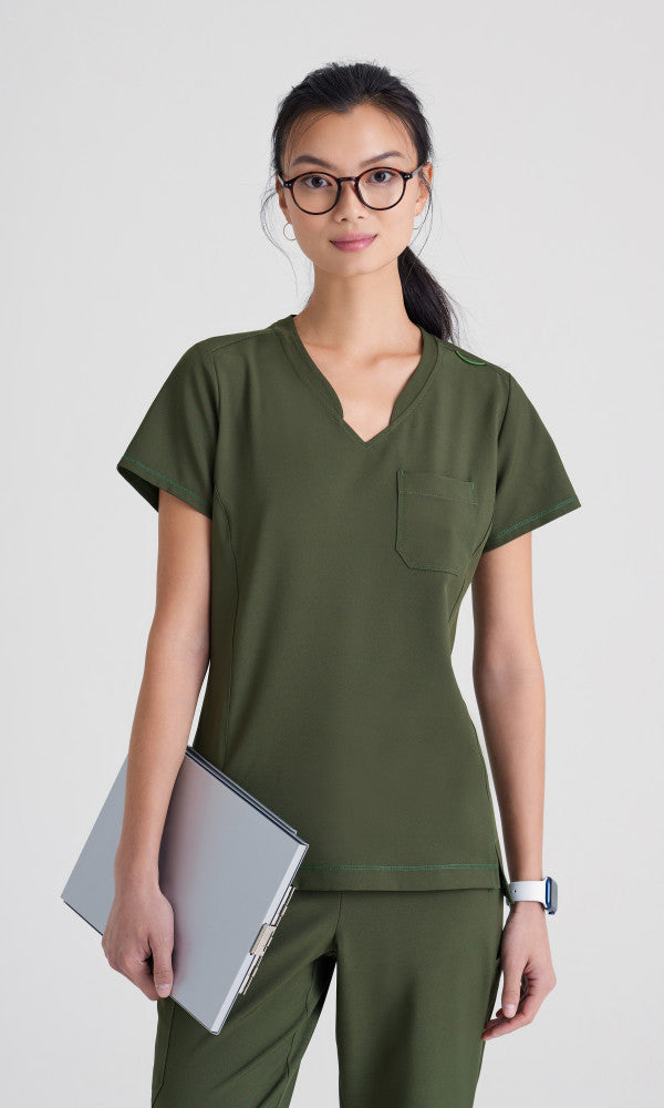 Grey's Anatomy Women's Banded V-Neck Tuck In Top