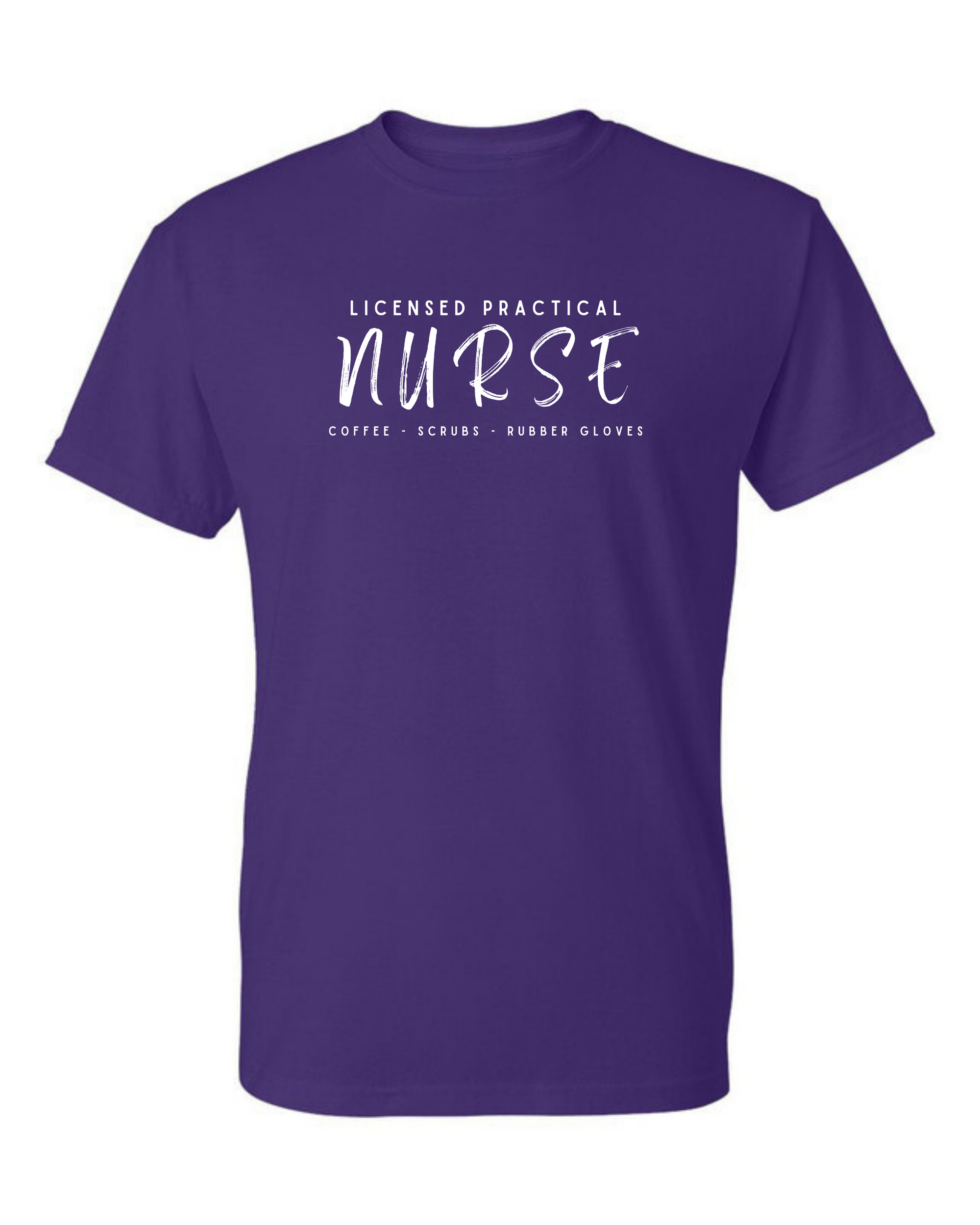 Nurse- Coffee, Scrubs, Rubber Gloves Design Crewneck & T-Shirt - Customizable