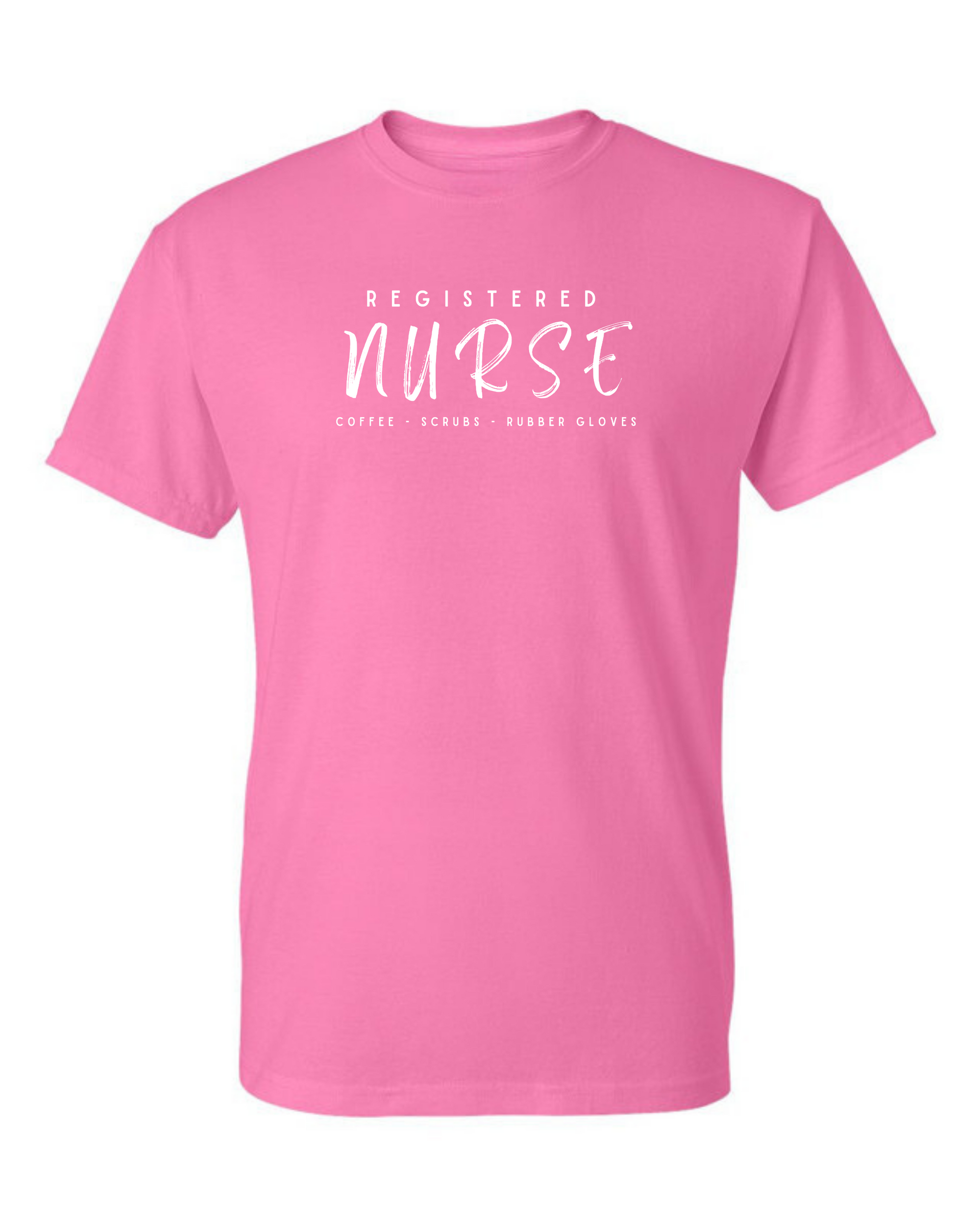 Nurse- Coffee, Scrubs, Rubber Gloves Design Crewneck & T-Shirt - Customizable