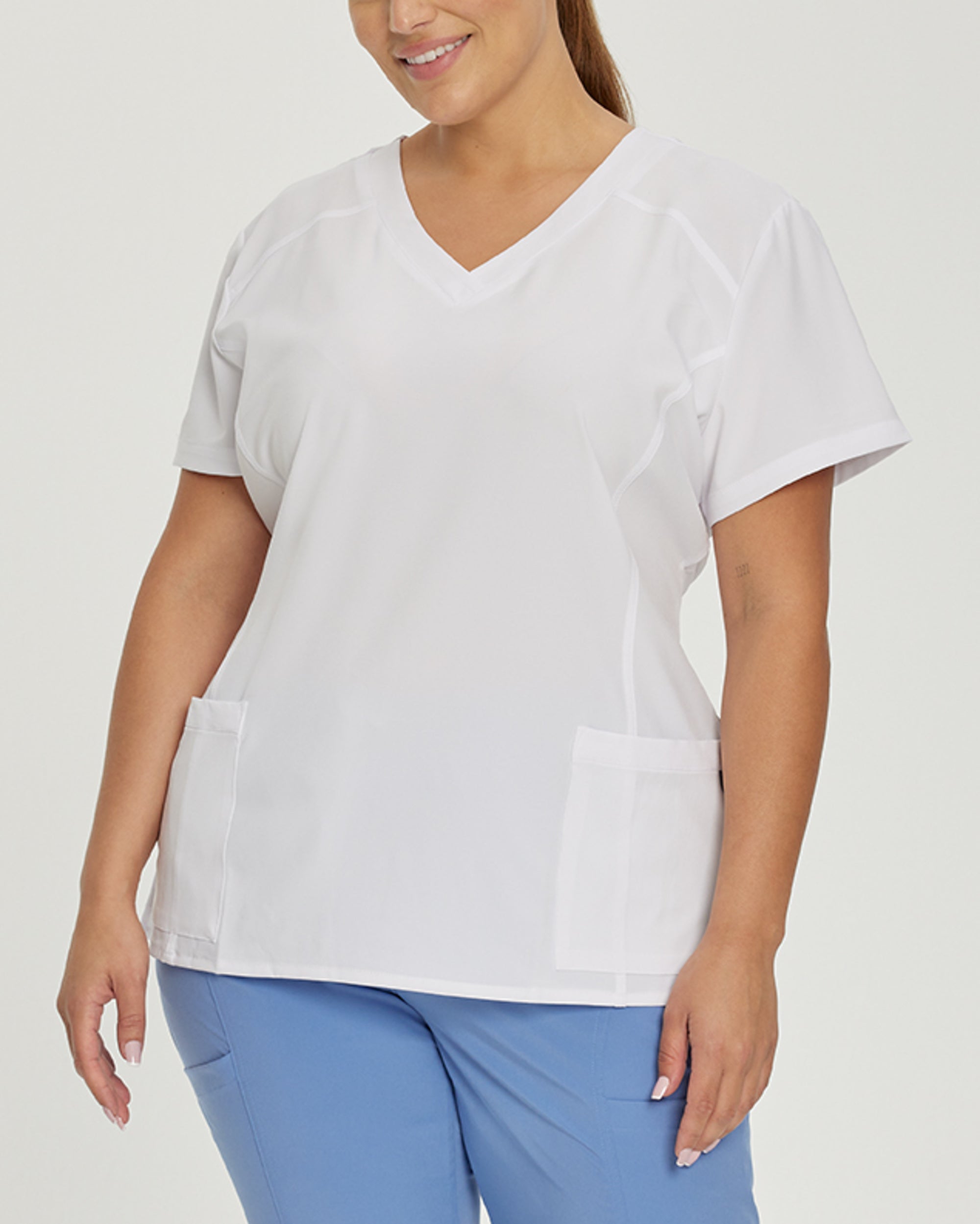 White Cross Fit V-Neck Top