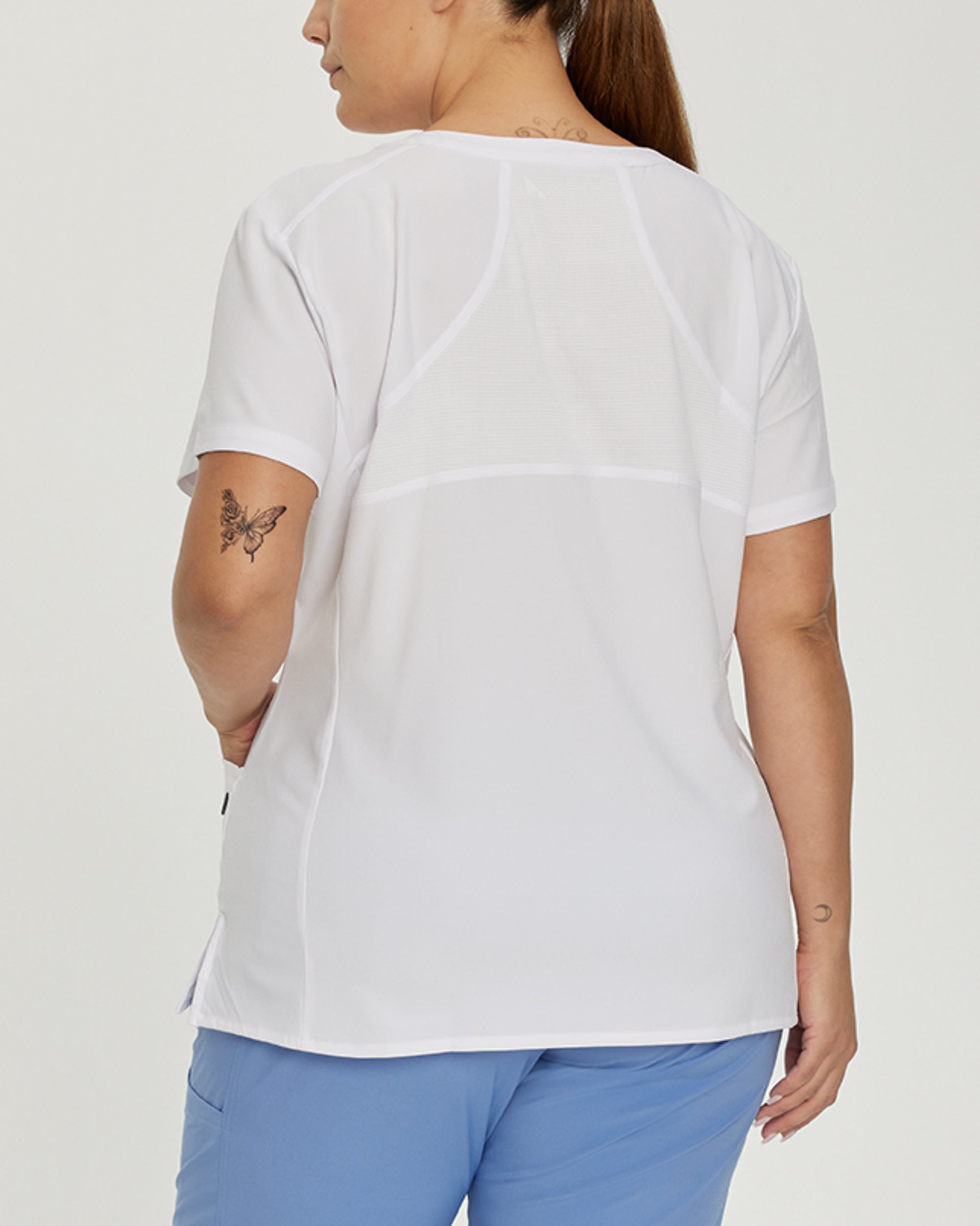 White Cross Fit V-Neck Top